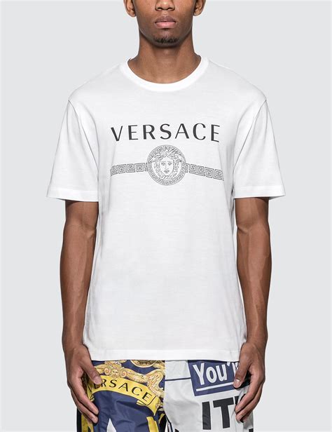 versace men's white t shirt|Versace t shirt men price.